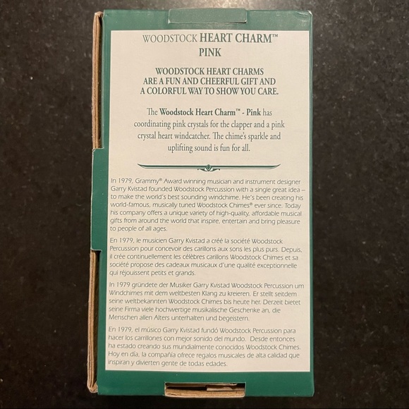 BNIB Woodstock Chimes Heart Charm Wind Chime - Pink 💗 - Picture 2 of 4